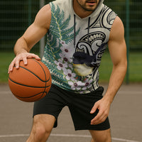 Endemic Tomtit New Zealand Sleeveless Hoodie Miromiro Manuka Silver Fern Maori Pattern LT14 - Polynesian Pride