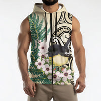 Endemic Tomtit New Zealand Sleeveless Zip Hoodie Miromiro Manuka Silver Fern Maori Pattern LT14 - Polynesian Pride