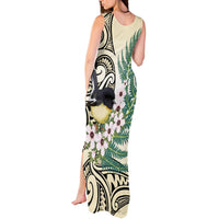 Endemic Tomtit New Zealand Tank Maxi Dress Miromiro Manuka Silver Fern Maori Pattern LT14 - Polynesian Pride