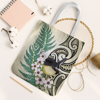 Endemic Tomtit New Zealand Tote Bag Miromiro Manuka Silver Fern Maori Pattern