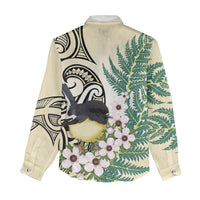 Endemic Tomtit New Zealand Women Casual Shirt Miromiro Manuka Silver Fern Maori Pattern LT14 - Polynesian Pride