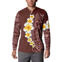 Oxblood Tropical Plumeria With Galaxy Polynesian Art Button Sweatshirt LT14 - Polynesian Pride
