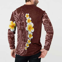 Oxblood Tropical Plumeria With Galaxy Polynesian Art Button Sweatshirt LT14 - Polynesian Pride