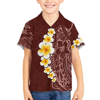 Oxblood Tropical Plumeria With Galaxy Polynesian Art Family Matching Puletasi and Hawaiian Shirt LT14 Son's Shirt Oxblood - Polynesian Pride