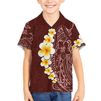 Oxblood Tropical Plumeria With Galaxy Polynesian Art Family Matching Short Sleeve Bodycon Dress and Hawaiian Shirt LT14 Son's Shirt Oxblood - Polynesian Pride