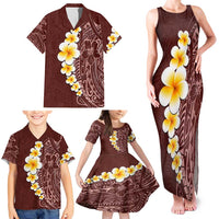 Oxblood Tropical Plumeria With Galaxy Polynesian Art Family Matching Tank Maxi Dress and Hawaiian Shirt LT14 - Polynesian Pride