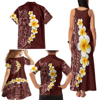 Oxblood Tropical Plumeria With Galaxy Polynesian Art Family Matching Tank Maxi Dress and Hawaiian Shirt LT14 - Polynesian Pride