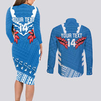 Custom Toa Samoa Rugby Couples Matching Long Sleeve Bodycon Dress and Long Sleeve Button Shirt Samoan Siva Tau Uso Aso Uma LT14 - Polynesian Pride