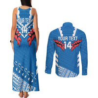 Custom Toa Samoa Rugby Couples Matching Tank Maxi Dress and Long Sleeve Button Shirt Samoan Siva Tau Uso Aso Uma LT14 - Polynesian Pride