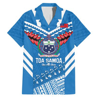 Custom Toa Samoa Rugby Family Matching Mermaid Dress and Hawaiian Shirt Samoan Siva Tau Uso Aso Uma LT14 Dad's Shirt - Short Sleeve Blue - Polynesian Pride