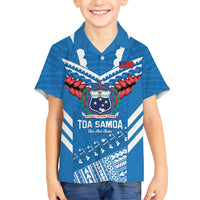 Custom Toa Samoa Rugby Family Matching Short Sleeve Bodycon Dress and Hawaiian Shirt Samoan Siva Tau Uso Aso Uma LT14 Son's Shirt Blue - Polynesian Pride