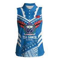 Custom Toa Samoa Rugby Women Sleeveless Polo Shirt Samoan Siva Tau Uso Aso Uma LT14 Female Blue - Polynesian Pride