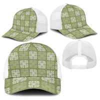 Vesuvian Green Palaka Quilt Hawaii Baseball Net Cap Traditional Hawaii-plaid Pattern - Polynesian Pride