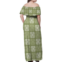 Vesuvian Green Palaka Quilt Hawaii Family Matching Off Shoulder Maxi Dress and Hawaiian Shirt Traditional Hawaii-plaid Pattern LT14 - Polynesian Pride