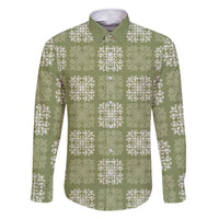 Vesuvian Green Palaka Quilt Hawaii Family Matching Short Sleeve Bodycon Dress and Hawaiian Shirt Traditional Hawaii-plaid Pattern LT14 Dad's Shirt - Long Sleeve Vesuvian Green - Polynesian Pride