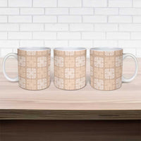 Beige Palaka Quilt Hawaii Ceramic Mug Traditional Hawaii-plaid Pattern - Polynesian Pride