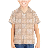 Beige Palaka Quilt Hawaii Family Matching Mermaid Dress and Hawaiian Shirt Traditional Hawaii-plaid Pattern LT14 Son's Shirt Beige - Polynesian Pride