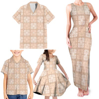 Beige Palaka Quilt Hawaii Family Matching Tank Maxi Dress and Hawaiian Shirt Traditional Hawaii-plaid Pattern LT14 - Polynesian Pride