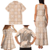 Beige Palaka Quilt Hawaii Family Matching Tank Maxi Dress and Hawaiian Shirt Traditional Hawaii-plaid Pattern LT14 - Polynesian Pride
