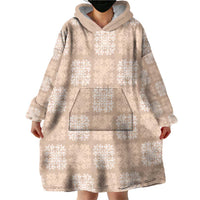 Beige Palaka Quilt Hawaii Wearable Blanket Hoodie Traditional Hawaii-plaid Pattern - Polynesian Pride