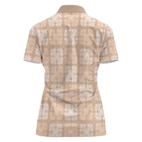 Beige Palaka Quilt Hawaii Women Polo Shirt Traditional Hawaii-plaid Pattern - Polynesian Pride