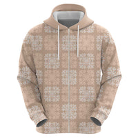 Beige Palaka Quilt Hawaii Zip Hoodie Traditional Hawaii-plaid Pattern - Polynesian Pride