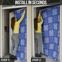 Royal Blue Palaka Quilt Hawaii Door Cover Traditional Hawaii-plaid Pattern - Polynesian Pride