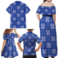 Royal Blue Palaka Quilt Hawaii Family Matching Off Shoulder Maxi Dress and Hawaiian Shirt Traditional Hawaii-plaid Pattern LT14 - Polynesian Pride