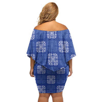 Royal Blue Palaka Quilt Hawaii Family Matching Off Shoulder Short Dress and Hawaiian Shirt Traditional Hawaii-plaid Pattern LT14 - Polynesian Pride