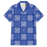 Royal Blue Palaka Quilt Hawaii Family Matching Puletasi and Hawaiian Shirt Traditional Hawaii-plaid Pattern LT14 Dad's Shirt - Short Sleeve Royal Blue - Polynesian Pride