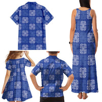 Royal Blue Palaka Quilt Hawaii Family Matching Tank Maxi Dress and Hawaiian Shirt Traditional Hawaii-plaid Pattern LT14 - Polynesian Pride