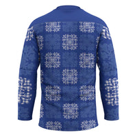 Royal Blue Palaka Quilt Hawaii Hockey Jersey Traditional Hawaii-plaid Pattern - Polynesian Pride