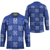 Royal Blue Palaka Quilt Hawaii Hockey Jersey Traditional Hawaii-plaid Pattern - Polynesian Pride