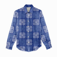 Royal Blue Palaka Quilt Hawaii Women Casual Shirt Traditional Hawaii-plaid Pattern - Polynesian Pride