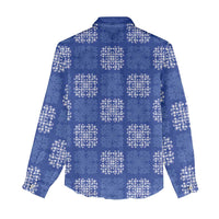 Royal Blue Palaka Quilt Hawaii Women Casual Shirt Traditional Hawaii-plaid Pattern - Polynesian Pride