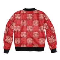 Red Palaka Quilt Hawaii Bomber Jacket Traditional Hawaii-plaid Pattern - Polynesian Pride