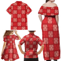 Red Palaka Quilt Hawaii Family Matching Off Shoulder Maxi Dress and Hawaiian Shirt Traditional Hawaii-plaid Pattern LT14 - Polynesian Pride