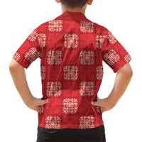 Red Palaka Quilt Hawaii Family Matching Off Shoulder Short Dress and Hawaiian Shirt Traditional Hawaii-plaid Pattern LT14 - Polynesian Pride