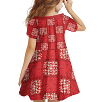 Red Palaka Quilt Hawaii Family Matching Off Shoulder Short Dress and Hawaiian Shirt Traditional Hawaii-plaid Pattern LT14 - Polynesian Pride