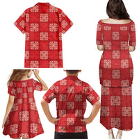 Red Palaka Quilt Hawaii Family Matching Puletasi and Hawaiian Shirt Traditional Hawaii-plaid Pattern LT14 - Polynesian Pride