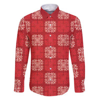 Red Palaka Quilt Hawaii Family Matching Puletasi and Hawaiian Shirt Traditional Hawaii-plaid Pattern LT14 Dad's Shirt - Long Sleeve Red - Polynesian Pride