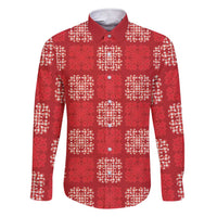 Red Palaka Quilt Hawaii Family Matching Short Sleeve Bodycon Dress and Hawaiian Shirt Traditional Hawaii-plaid Pattern LT14 Dad's Shirt - Long Sleeve Red - Polynesian Pride