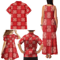 Red Palaka Quilt Hawaii Family Matching Tank Maxi Dress and Hawaiian Shirt Traditional Hawaii-plaid Pattern LT14 - Polynesian Pride