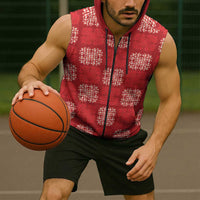 Red Palaka Quilt Hawaii Sleeveless Zip Hoodie Traditional Hawaii-plaid Pattern - Polynesian Pride