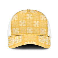 Yellow Palaka Quilt Hawaii Baseball Net Cap Traditional Hawaii-plaid Pattern - Polynesian Pride