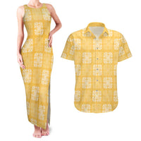 Yellow Palaka Quilt Hawaii Couples Matching Tank Maxi Dress and Hawaiian Shirt Traditional Hawaii-plaid Pattern LT14 Yellow - Polynesian Pride