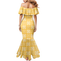 Yellow Palaka Quilt Hawaii Family Matching Mermaid Dress and Hawaiian Shirt Traditional Hawaii-plaid Pattern LT14 - Polynesian Pride