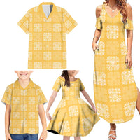 Yellow Palaka Quilt Hawaii Family Matching Summer Maxi Dress and Hawaiian Shirt Traditional Hawaii-plaid Pattern LT14 - Polynesian Pride