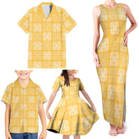 Yellow Palaka Quilt Hawaii Family Matching Tank Maxi Dress and Hawaiian Shirt Traditional Hawaii-plaid Pattern LT14 - Polynesian Pride
