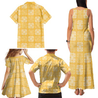Yellow Palaka Quilt Hawaii Family Matching Tank Maxi Dress and Hawaiian Shirt Traditional Hawaii-plaid Pattern LT14 - Polynesian Pride